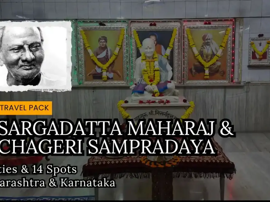 The photo of Nisargadatta maharaj samadhi with yatra pack title