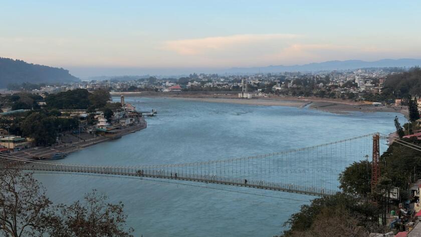 scenic view of laxman jhula in rishikesh india