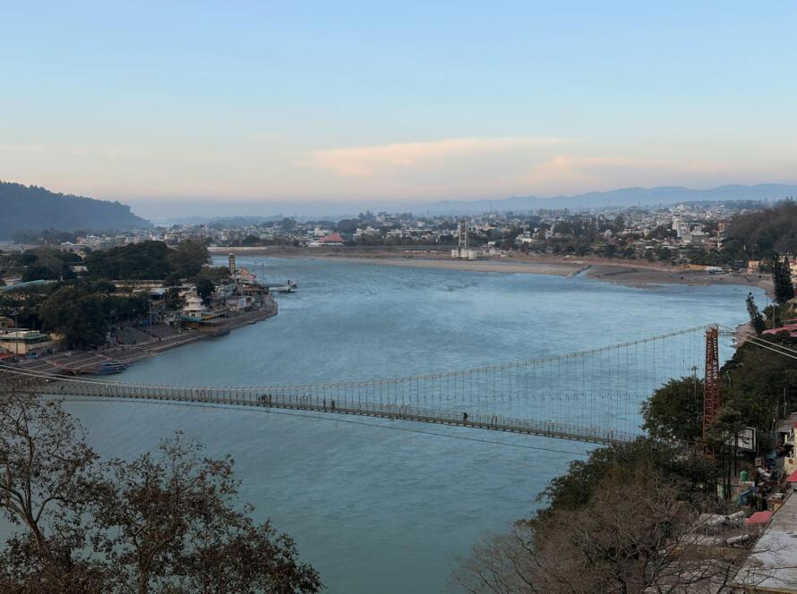 scenic view of laxman jhula in rishikesh india
